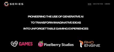 Top 5 Tech - The homepage of Series AI. Reads 'Pioneering the use of generative AI to transform imaginative ideas into unforgettable gaming experiences'